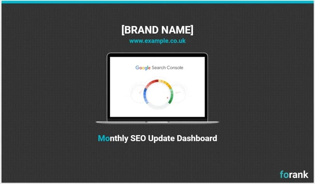 screenshot of the title and summary page from an seo report template.